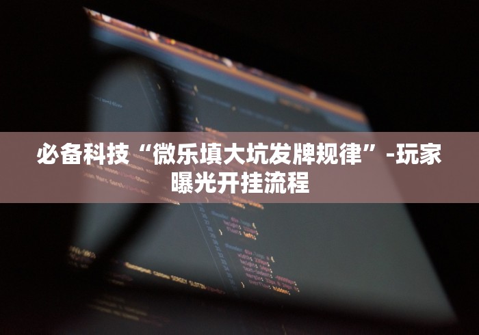 必备科技“微乐填大坑发牌规律”-玩家曝光开挂流程