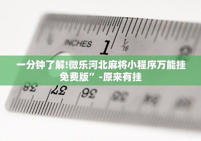 一分钟了解!微乐河北麻将小程序万能挂免费版”-原来有挂