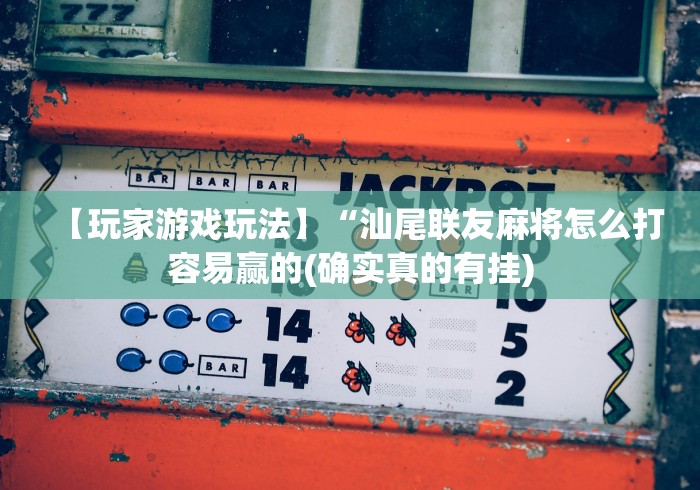 【玩家游戏玩法】“汕尾联友麻将怎么打容易赢的(确实真的有挂)