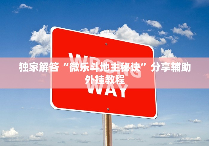 独家解答“微乐斗地主秘诀”分享辅助外挂教程