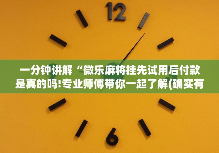 一分钟讲解“微乐麻将挂先试用后付款是真的吗!专业师傅带你一起了解(确实有挂)