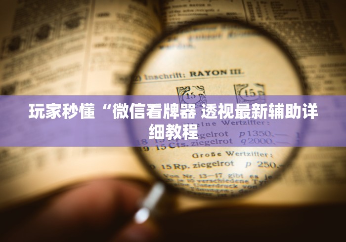 玩家秒懂“微信看牌器 透视最新辅助详细教程