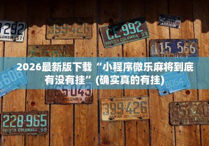 2026最新版下载“小程序微乐麻将到底有没有挂”(确实真的有挂)