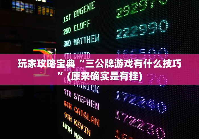 玩家攻略宝典“三公牌游戏有什么技巧”(原来确实是有挂)